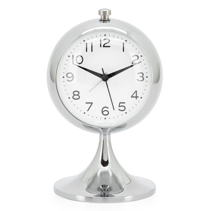 Retro Globe Standing Alarm Clock Chrome Casa Casa Regalos